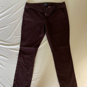 Merlot purple American Eagle skinny chinos, size 14